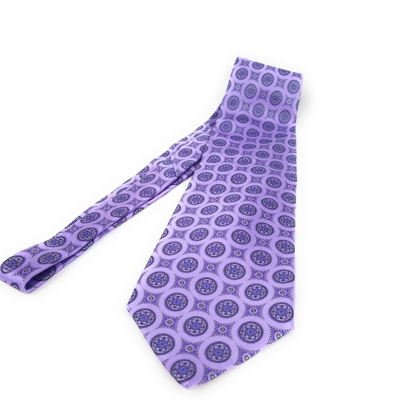 BRIONI Tie Lavender Violet Purple Medallion - Picture 6 of 6
